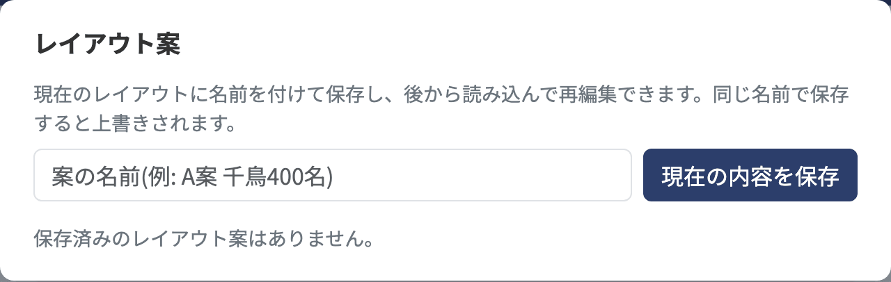 レイアウト案の保存・読込ダイアログ