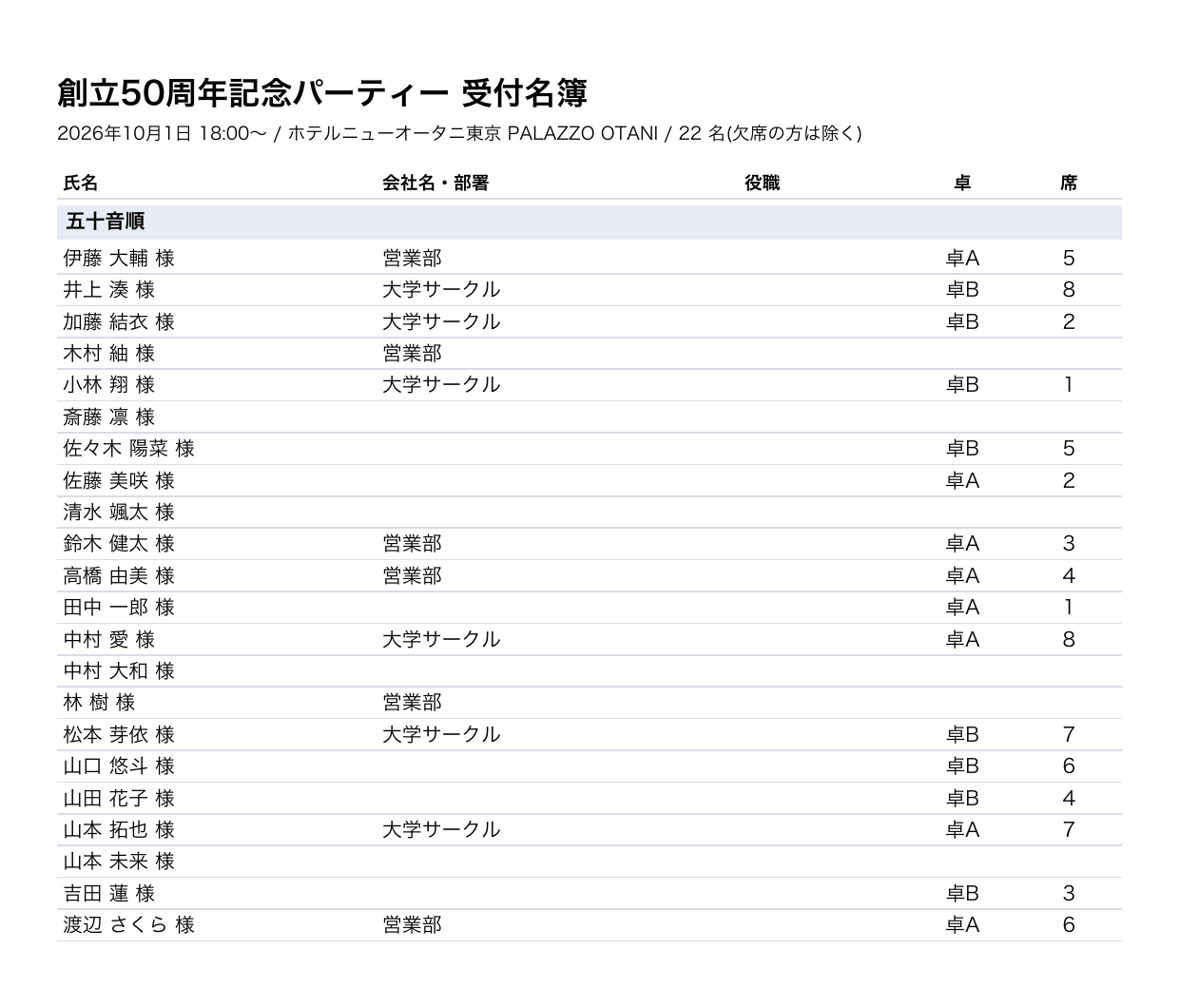 受付名簿PDFの例